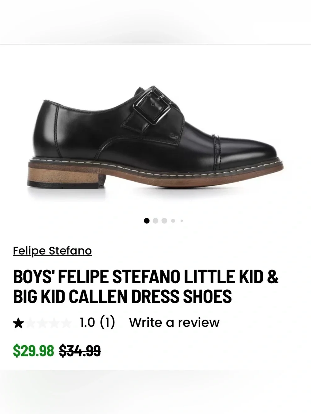 Black Leather Monk Strap Boy's Dress Shoes